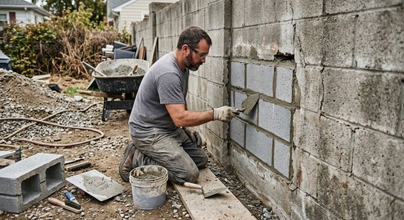 Cinder Block Wall Repair in Cleveland, TX