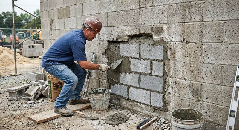 Cinder Block Wall Repair in Conroe, TX