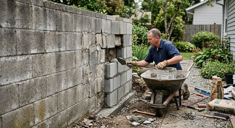 Cinder Block Wall Repair in Montgomery, TX