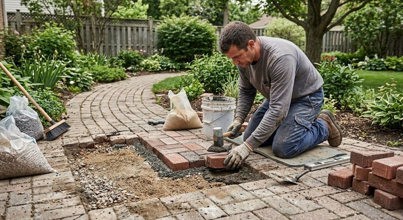 Entryway Brick Repair in Conroe, TX