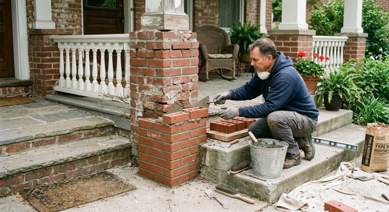 Porch Brick Repair in Conroe, TX